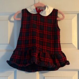 Janie and Jack Burgundy Plaid Dress with White Trim
